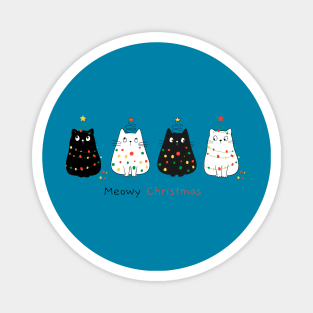 happy cats with christmas light Magnet